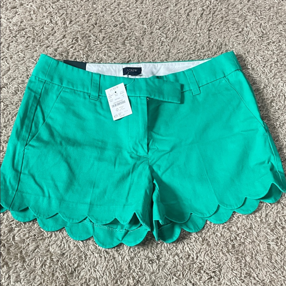 J. Crew Women's green Scalloped low Waist Shorts